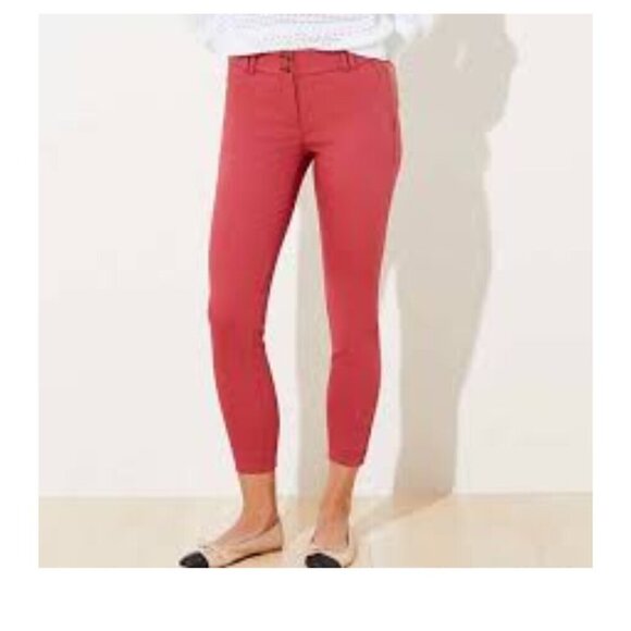 NWT LOFT Women's Double Button Skinny Ankle Pant Raspberry Size 6 - Picture 1 of 12